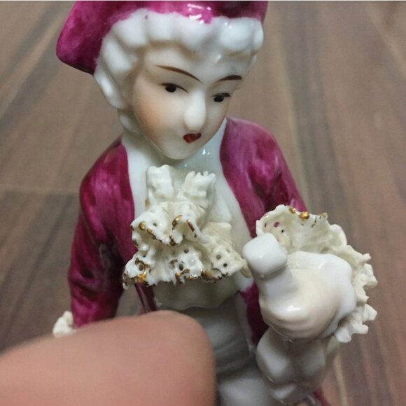 Vintage Sabre Ceramic Violin Player Figure 8 Inches Rococo Baroque Victorian - Picture 7 of 8
